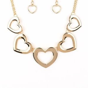 Gold Heart Necklace with matching earrings
